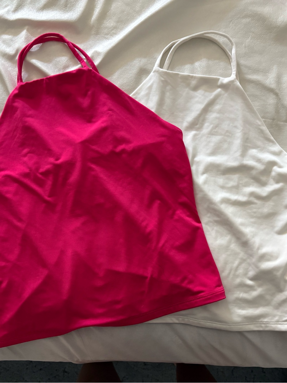 Express Women's Hot Pink & White Halter Tank Tops